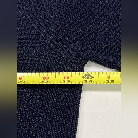 Eileen Fisher Sweater Large Navy Blue Pullover V Neck Rib Knit Casual - Picture 5 of 8